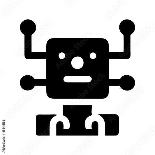 Robot automation process symbol icon. Robot figure streamlining task efficiency.