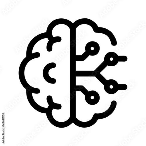Brain automation concept symbol icon. Brain with gears representing intelligent systems.