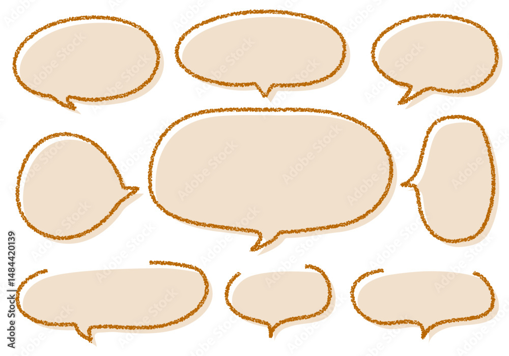 Fototapeta premium クレヨン素材 手描きのふきだしセット