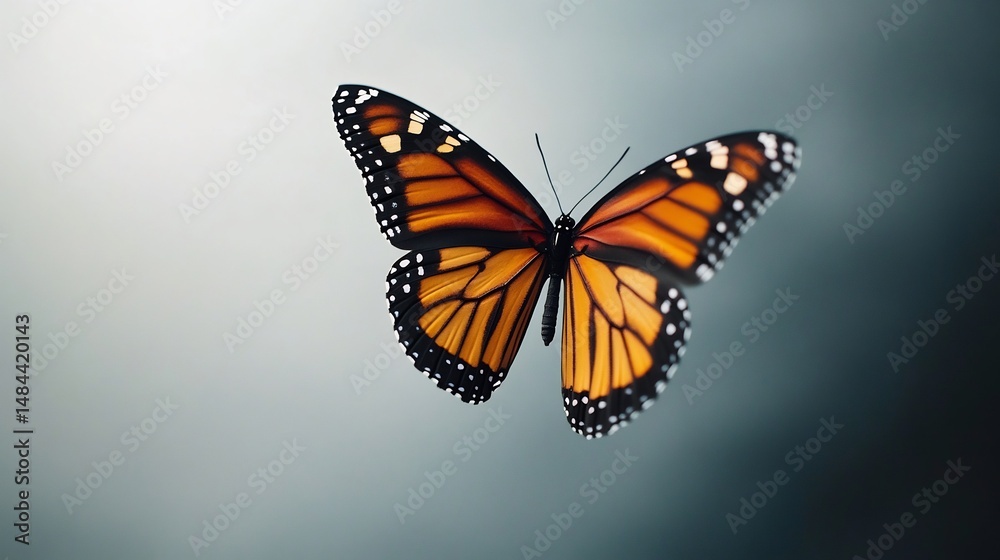 Fototapeta premium Butterfly on a blank background isolated monarch butterfly with realistic details ideal for graphic design and stock photo use overlay cut out on isolated transparent removed background
