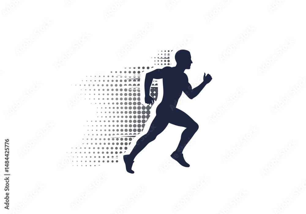 Fototapeta premium Dynamic Silhouette of a Running Athlete in Motion