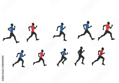 Diverse Running Silhouettes in Various Running Positions