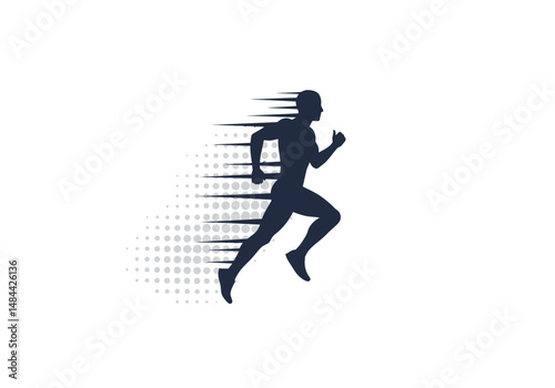 Dynamic Runner Silhouette with Motion Trail and Forward Momentum