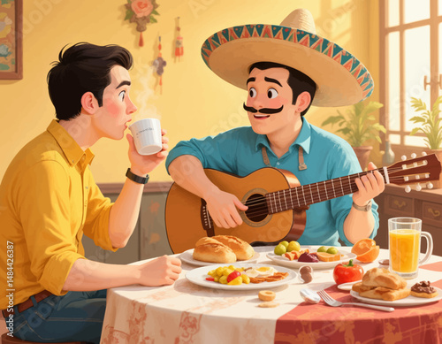 Animated Breakfast Guitar Music Warm Morning Serenity