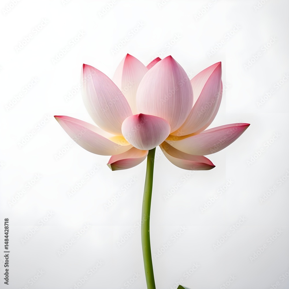 Fototapeta premium Lotus Flower Petal Isolated on White Background – Elegant Minimalist Botanical Vector Art, Delicate Floral Design Perfect for Prints, Invitations, Wellness Branding, Spa, Yoga, Meditation, and Nature 