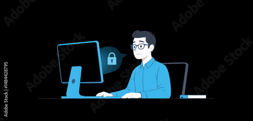 Cybersecurity Specialist Working on Secure Computer System