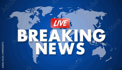 Global News Broadcast: Live World Map, Breaking News Alert, Blue Background, Modern Design, Real-Time Updates