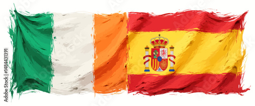 Irish and Spanish Flags United in Warmth and Unity