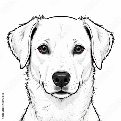 Loyal Lab Puppy Portrait in Black and White with Deep Eyes