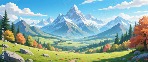 Majestic Mountain Valley in Autumnal Splendor