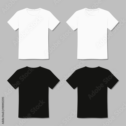 Minimalistic T-Shirts in Black and White Set against Gray Background