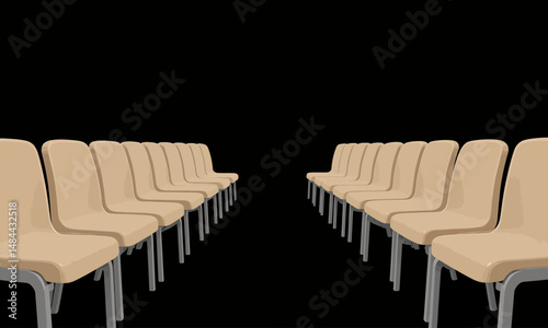 Minimalistic Theater Seats in Rows Against Black Background