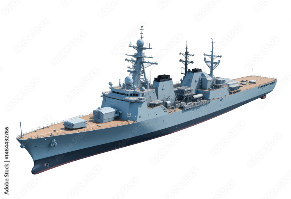 Fototapeta premium Modern Naval Ship in Calm Seas at Dusk