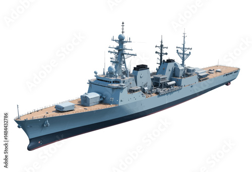 Modern Naval Ship in Calm Seas at Dusk
