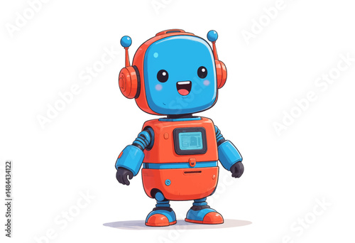 Playful Robot Listening with Headphones in Bright Day