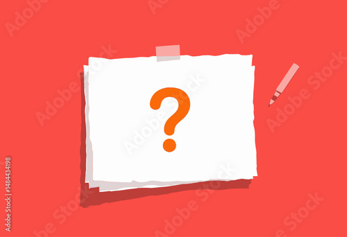 Question Mark on Tattered Paper with Pink Pencil