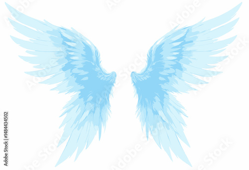 Serene Angel Wings Light Blue Ethereal Feathers Soft Sky Dreamy Serenity