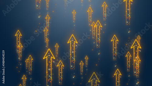 Dynamic upward arrows symbolize growth and success in a modern digital landscape, ideal for business and finance themes.