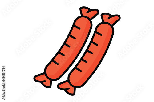 Sausage icon. colored outline icon style. icon related to processed meat product. food elements vector illustration