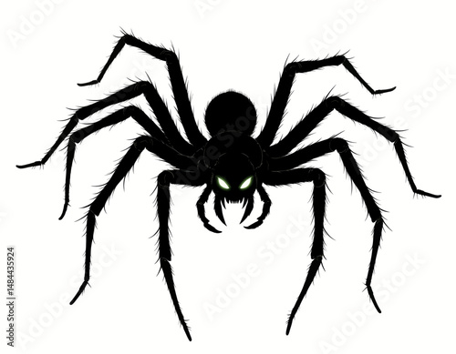 Sinister Spider Silhouette with Glowing Eyes in Dark Night