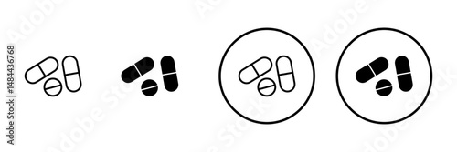 Pills icon vector. capsule icon. Drug sign and symbol