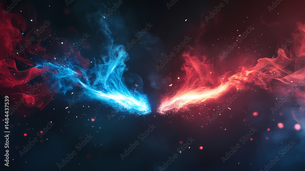 Obraz premium blue vs red smoke