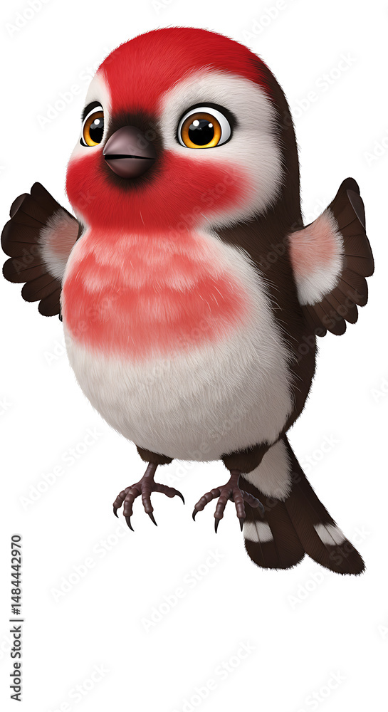 Fototapeta premium Adorable redheaded bird flaps wings