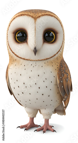 Adorable stylized barn owl standing tall
