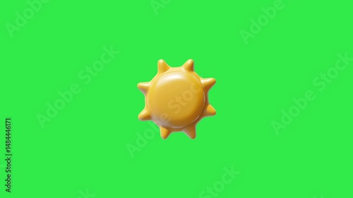 3d animation of sun icon with green screen
