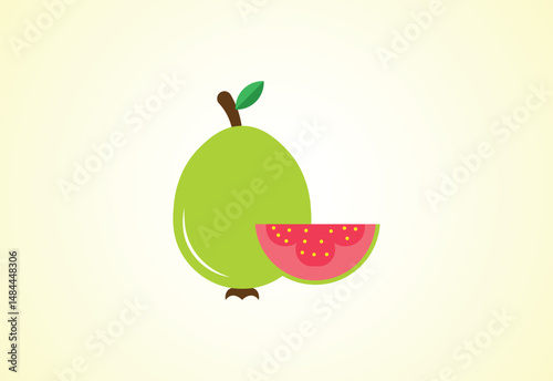 Fresh guava fruits organic healthy logo design, Vector illustration