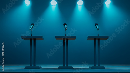 Empty Podiums Under Spotlights: Political Debate Conceptual Image