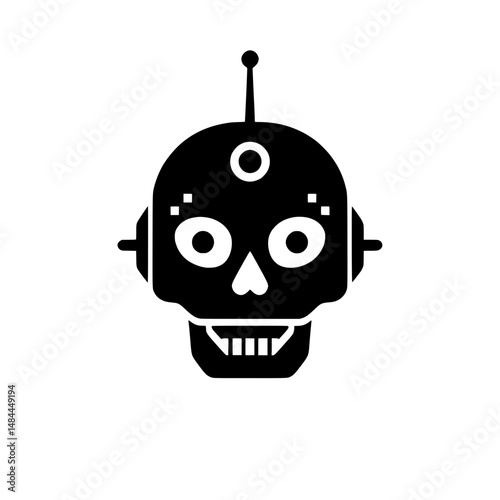 Futuristic Robot Skull Icon