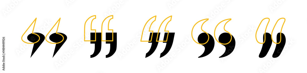 Fototapeta premium Quote Mark Vector Set. Quotation Marks, Speech Marks, Inverted Commas, Remark Sign Collection Vector Illustration.