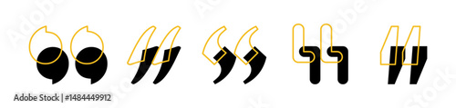 Quote Mark Vector Set. Quotation Marks, Speech Marks, Inverted Commas, Remark Sign Collection Vector Illustration.