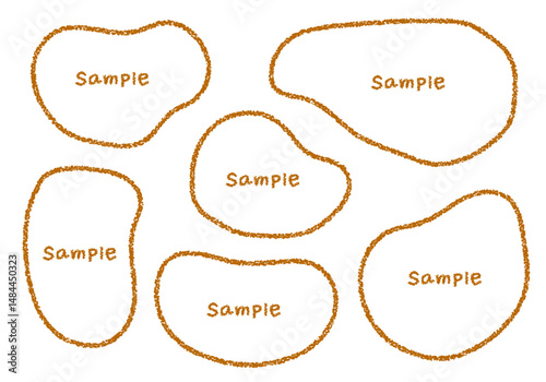 手描きのクレヨン素材　ラフな形のフレームセット