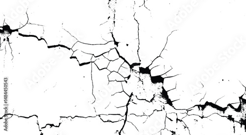Grunge black and white pattern. Monochrome particles abstract texture. Background of cracks. Surface cracks and fissures in ground. Vector grunge cracked texture style with cracked texture.