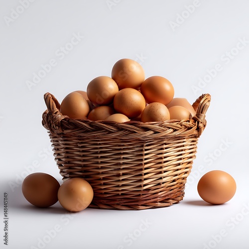 Gathering fresh eggs in a rustic basket kitchen setting food photography natural light culinary concept