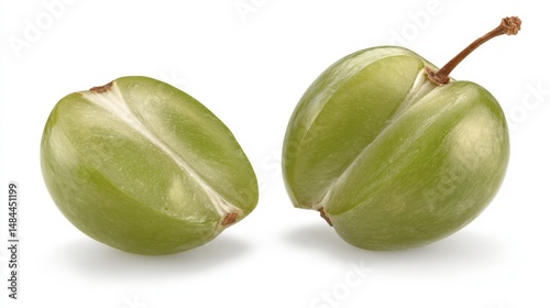Sliced green grape isolated on white background. Generative AI