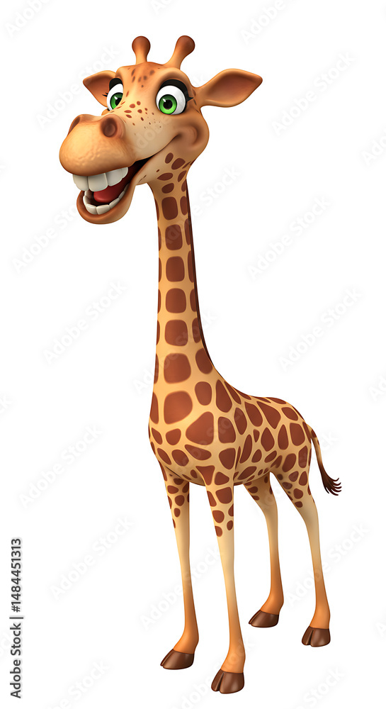 Fototapeta premium Animated giraffe with a big smile
