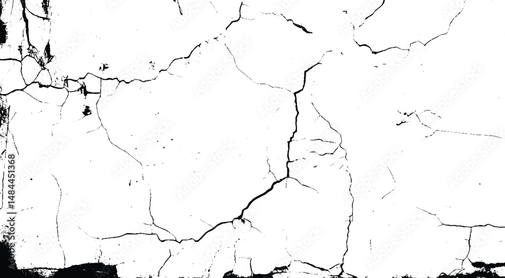 Fototapeta premium Szorstki, zarysowany, rozpryskujący się wzór grunge pociągnięcia pędzlem. Tekstura nakładki. Wyblakła czarno-biała farbowana faktura papieru. Szkic grunge design. 