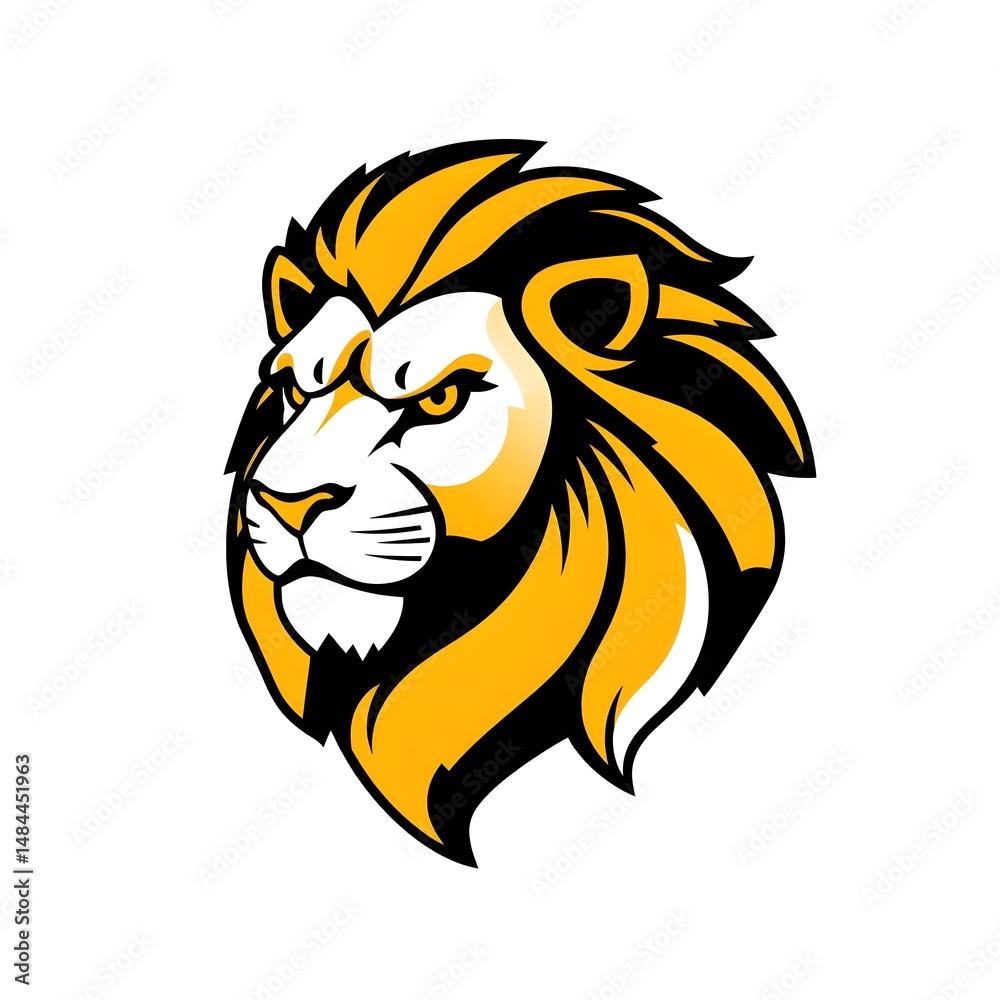 Obraz premium Stylized Lion Head Illustration with Bold Colors and Fierce Expression