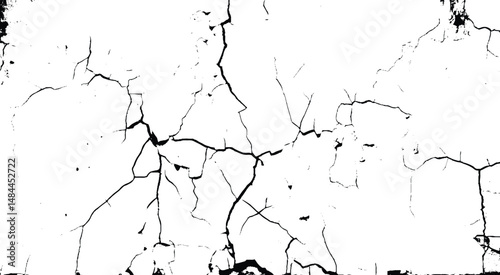 Surface cracks and fissures in ground, concrete, crevices from disaster top view. Breaks on land surface from earthquake isolated on white background. Broken ground, wall,