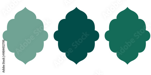Islamic window shape flat vector, Arab frame set, oriental style Islamic frame vector isolated on white background.