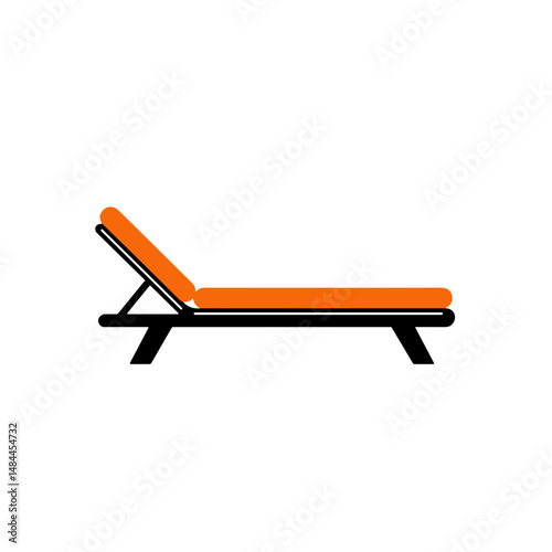 Orange lounge chair with adjustable backrest in minimalist style  