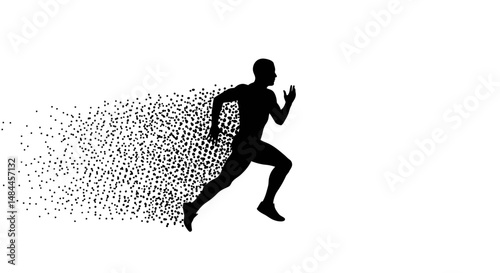 Dynamic Silhouette of a Runner with Disintegrating Trail