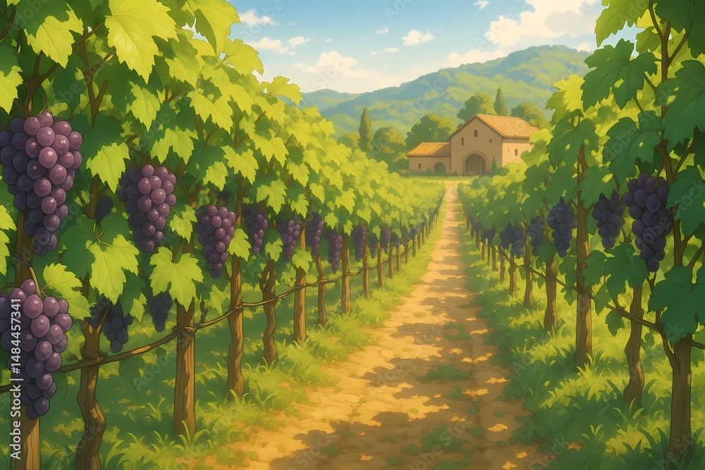 Naklejka premium Anime Vineyard Serenity