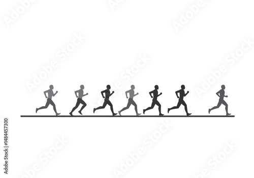 Runners in Motion A Sequence of Gray and Black Silhouettes