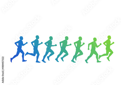 Series of Running Figures in Gradient Shades