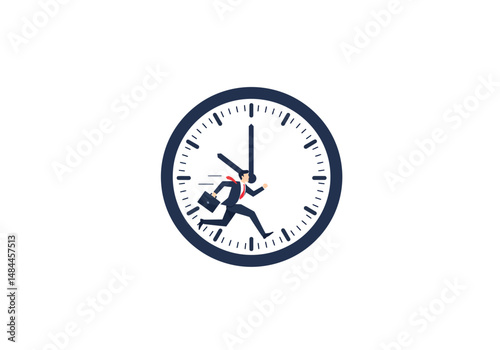 Businessman Racing Against Time Clock Face Pursuit