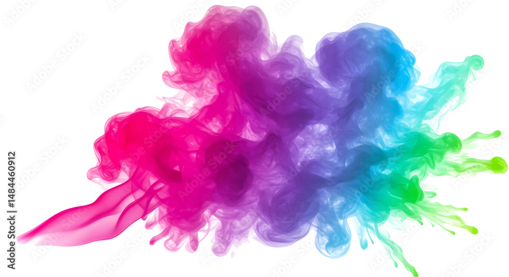 Fototapeta premium Transparent Wispy blend of magenta, blue, and green resembling a smoke effect